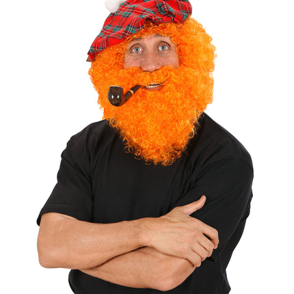 e-carnavalskleding-SYK Schotse pruik oranje krullen