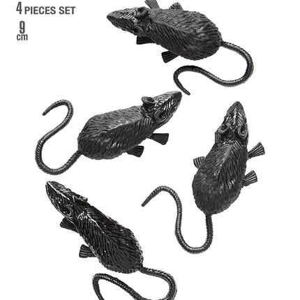 e-carnavalskleding-SYK Set van 4 muizen 9cm