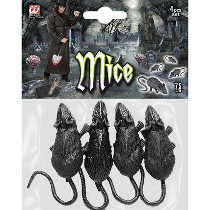 e-carnavalskleding-SYK Set van 4 muizen 9cm