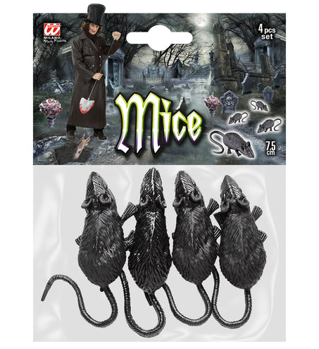 e-carnavalskleding-SYK Set van 4 muizen 9cm