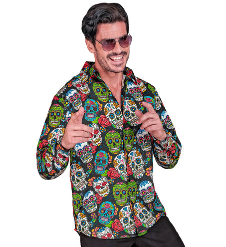 e-carnavalskleding-SYK Shirt day of the dead Skully