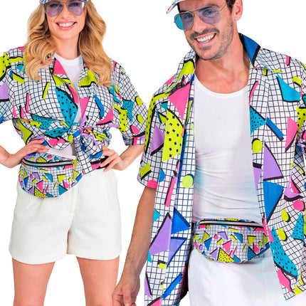 e-carnavalskleding-SYK Shirt jaren 80 funky fashion wit