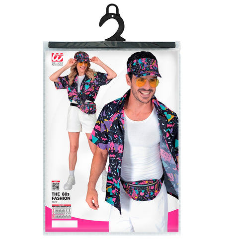 e-carnavalskleding-SYK Shirt jaren 80 funky fashion zwart