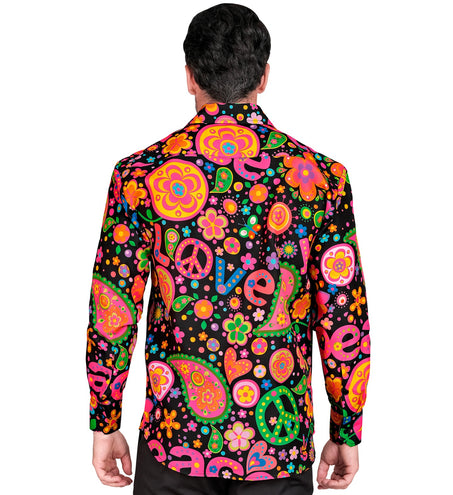 e-carnavalskleding-SYK Shirt neon hippie peace