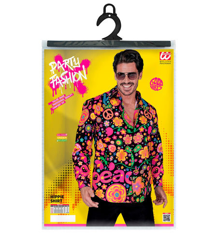 e-carnavalskleding-SYK Shirt neon hippie peace