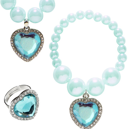 e-carnavalskleding-SYK Sieraden set kinderen azuur blauw