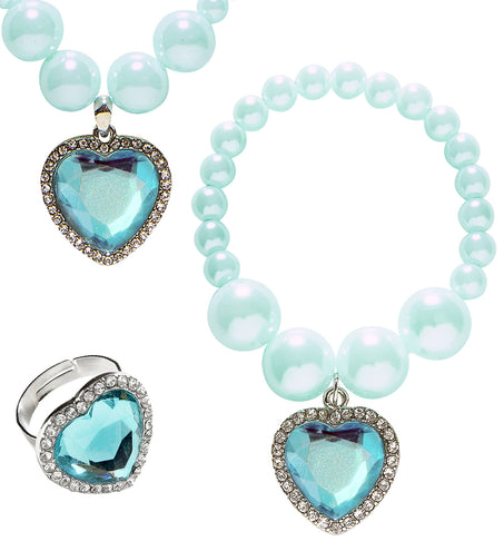 e-carnavalskleding-SYK Sieraden set kinderen azuur blauw