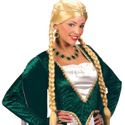 e-carnavalskleding-SYK Sieraden set middeleeuwse koningin groen