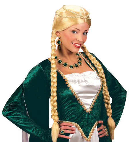 e-carnavalskleding-SYK Sieraden set middeleeuwse koningin groen