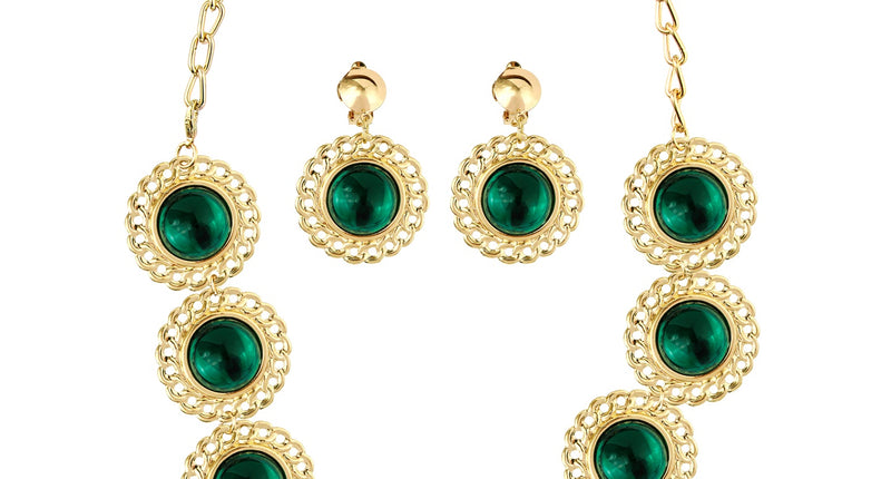 e-carnavalskleding-SYK Sieraden set middeleeuwse koningin groen