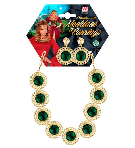 e-carnavalskleding-SYK Sieraden set middeleeuwse koningin groen