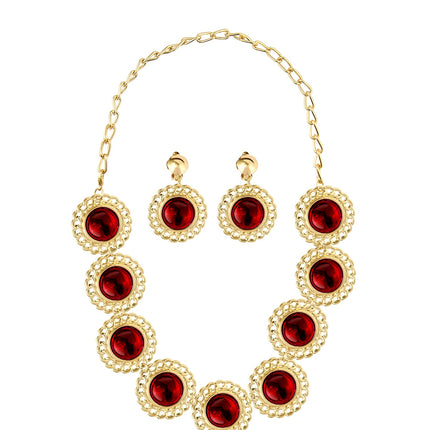 e-carnavalskleding-SYK Sieraden set middeleeuwse koningin rood