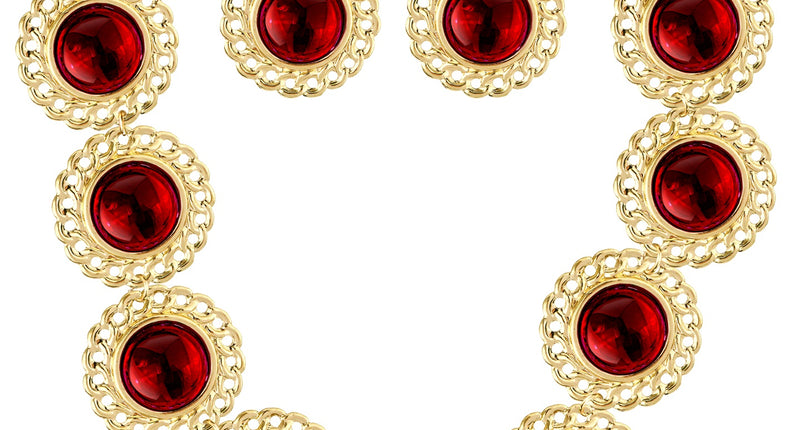 e-carnavalskleding-SYK Sieraden set middeleeuwse koningin rood