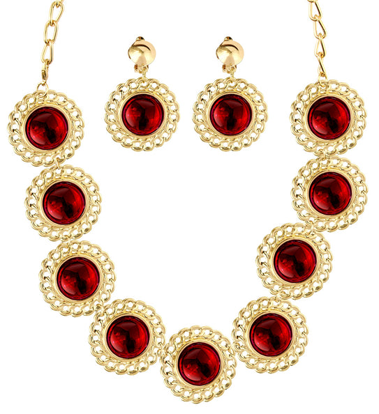 e-carnavalskleding-SYK Sieraden set middeleeuwse koningin rood