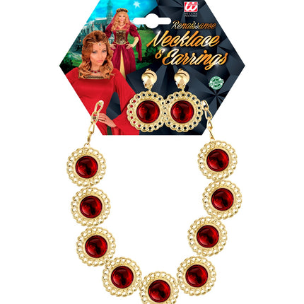 e-carnavalskleding-SYK Sieraden set middeleeuwse koningin rood