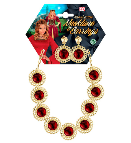 e-carnavalskleding-SYK Sieraden set middeleeuwse koningin rood