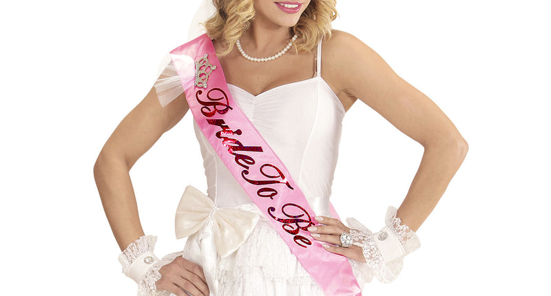 e-carnavalskleding-SYK Sjerp dubbellaags satijn  "Bride To Be"