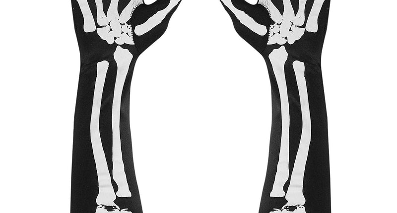 e-carnavalskleding-SYK Skelet handschoenen extra lang 50cm