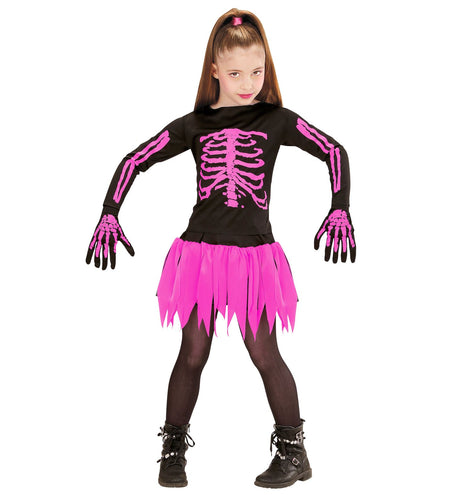 e-carnavalskleding-SYK Skelet jurkje roze kind Ballerina