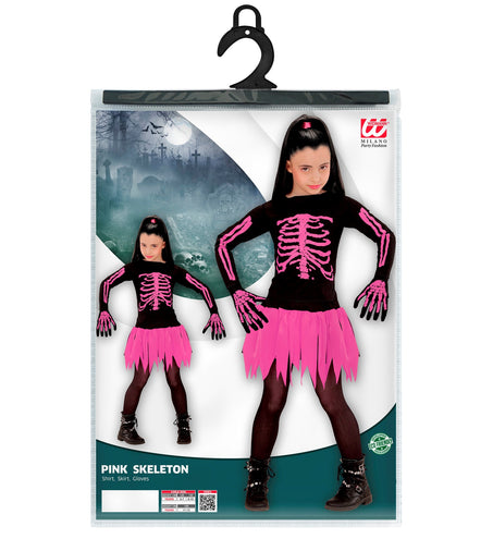 e-carnavalskleding-SYK Skelet jurkje roze kind Ballerina