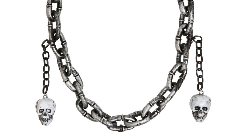 e-carnavalskleding-SYK Skelet ketting met 3 schedels