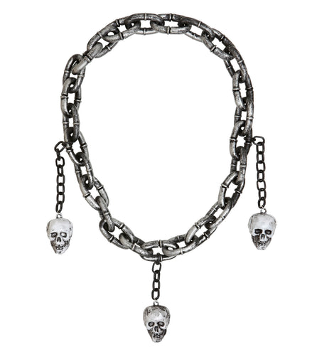 e-carnavalskleding-SYK Skelet ketting met 3 schedels