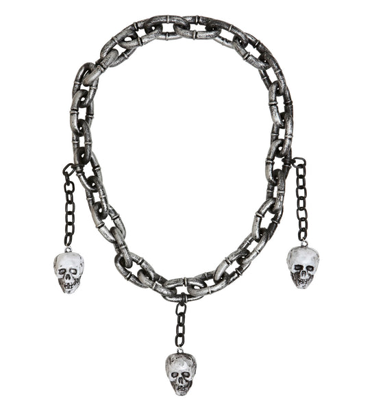e-carnavalskleding-SYK Skelet ketting met 3 schedels