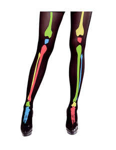 e-carnavalskleding-SYK Skelet panty met botten neon