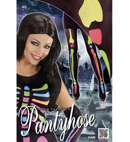 e-carnavalskleding-SYK Skelet panty met botten neon