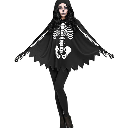 e-carnavalskleding-SYK Skelet poncho halloween volwassenen