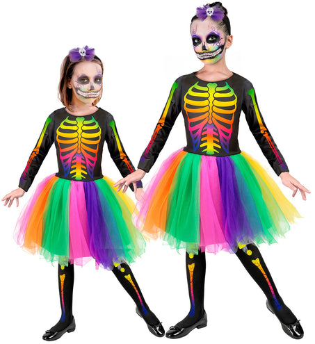 e-carnavalskleding-SYK Skelet regenboog kind