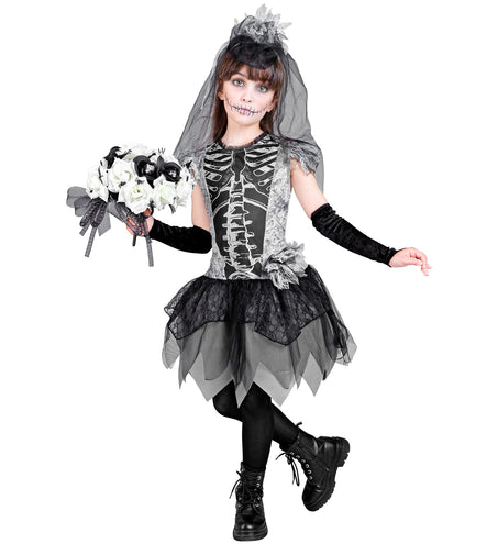 e-carnavalskleding-SYK Skeletbruid jurkje  Bella kind