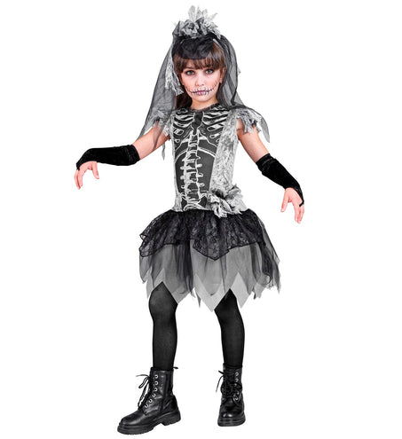 e-carnavalskleding-SYK Skeletbruid jurkje  Bella kind