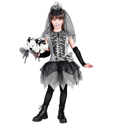 e-carnavalskleding-SYK Skeletbruid jurkje  Bella kind