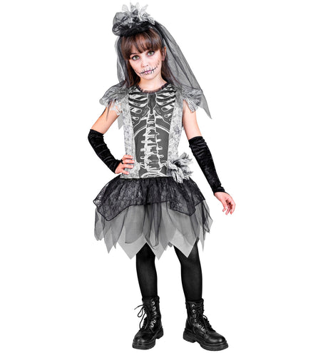 e-carnavalskleding-SYK Skeletbruid jurkje  Bella kind