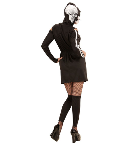 e-carnavalskleding-SYK Skeletjurk met schedel voor dames