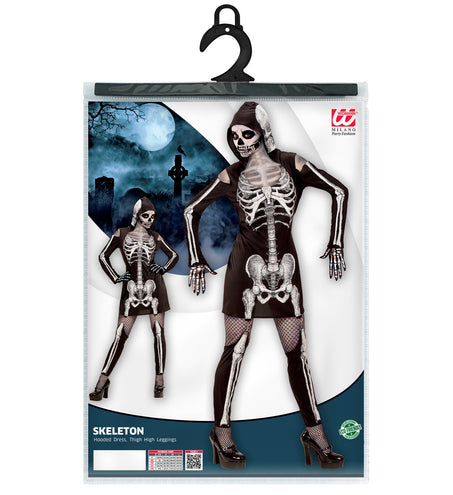 e-carnavalskleding-SYK Skeletjurk met schedel voor dames