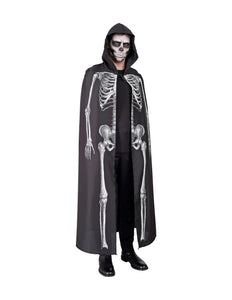 e-carnavalskleding-SYK Skeleton cape met capuchon zwart