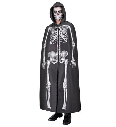 e-carnavalskleding-SYK Skeleton cape met capuchon zwart