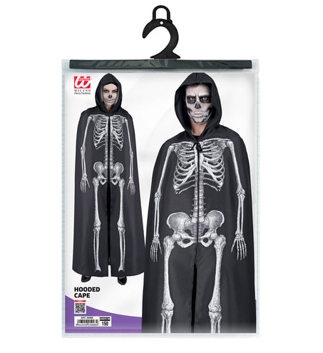 e-carnavalskleding-SYK Skeleton cape met capuchon zwart