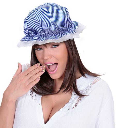 e-carnavalskleding-SYK Slaapmuts blauw wit gestreept