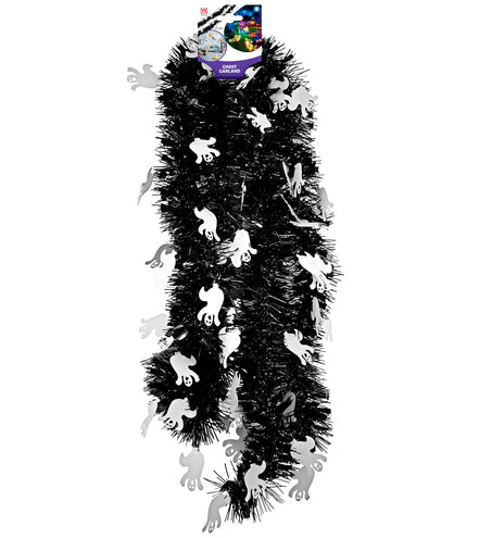 e-carnavalskleding-SYK Slinger zwart met  tinsel en geestjes