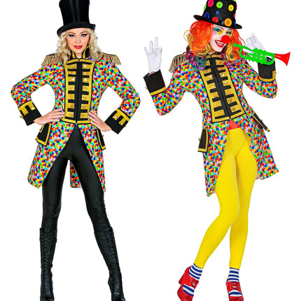 e-carnavalskleding-SYK Slipjas Clown carnaval meerkleurig dames