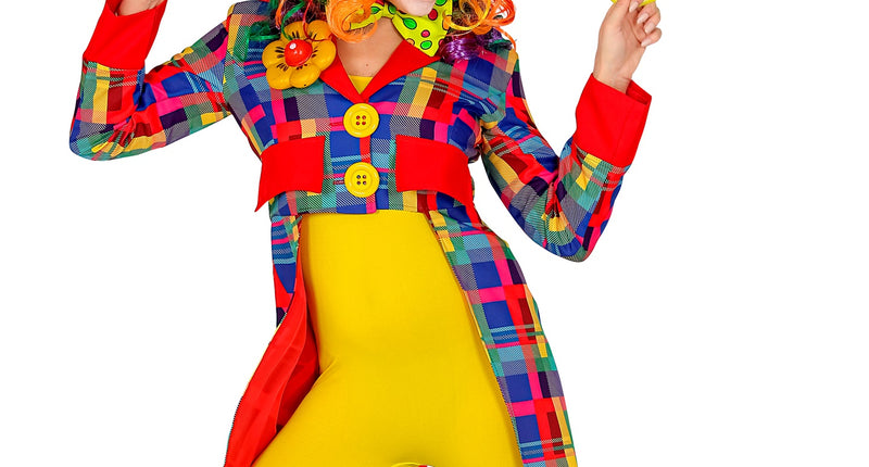 e-carnavalskleding-SYK Slipjas clown geruit multi dames