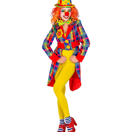 e-carnavalskleding-SYK Slipjas clown geruit multi dames