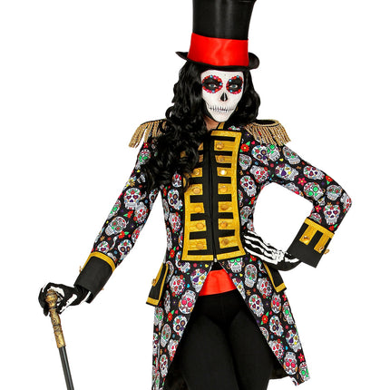 e-carnavalskleding-SYK Slipjas day of dead schedels dames