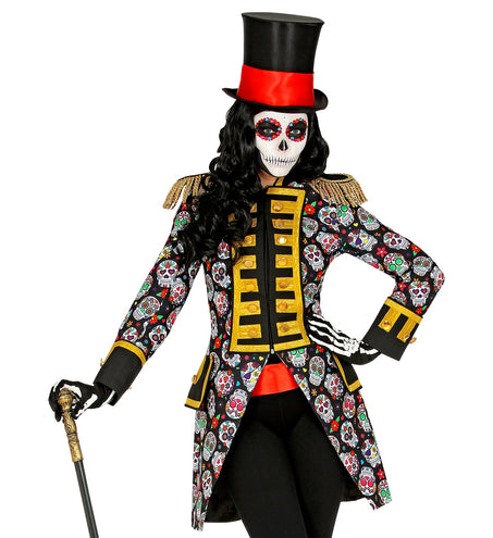 e-carnavalskleding-SYK Slipjas day of dead schedels dames
