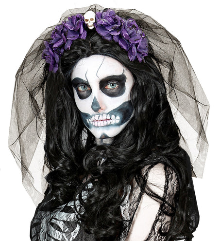 e-carnavalskleding-SYK Sluier met paarse rozen voor Halloween