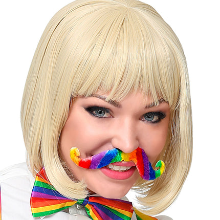 e-carnavalskleding-SYK Snor regenboogkleuren