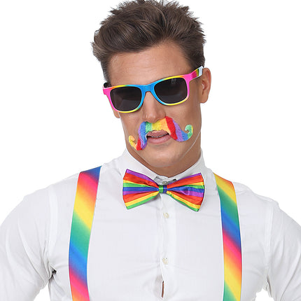 e-carnavalskleding-SYK Snor regenboogkleuren